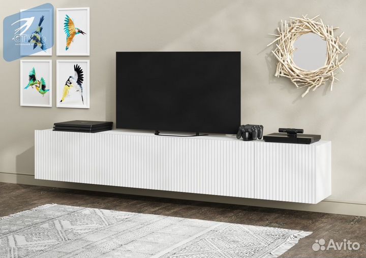 Стильная тумба тв Белая