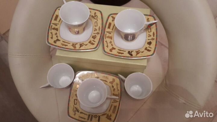 Кофейный сервиз из Египта,5 шт. чашки+блюдца
