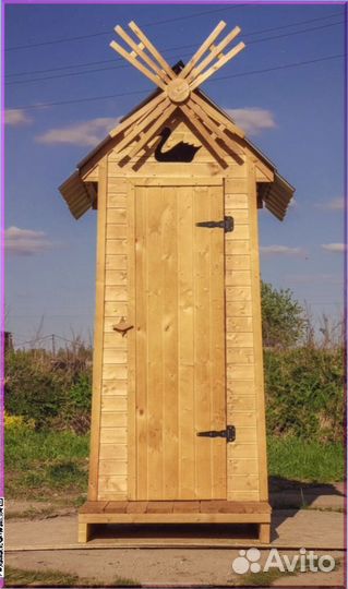 Дачный туалет деревянный прямоугольник ASH