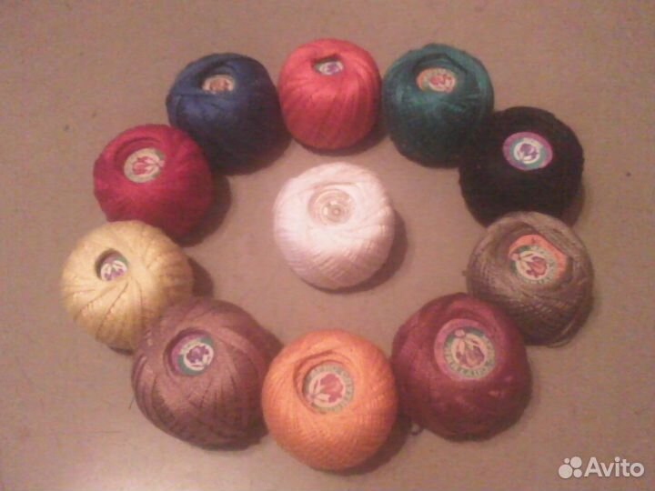 Нитки для вязания х/б (ирис и ромашка). СССР