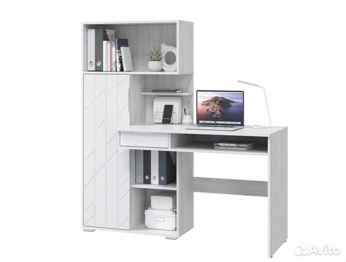 Стол компьютерный Бэйсик (Ясень анкор/Белый снег)