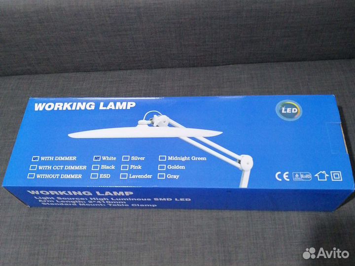 Бестеневая лампа на струбцине