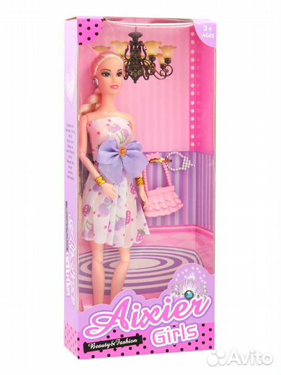 Кукла Aixier Girls 30 см + аксессуары в белом платье с ягодами AX168