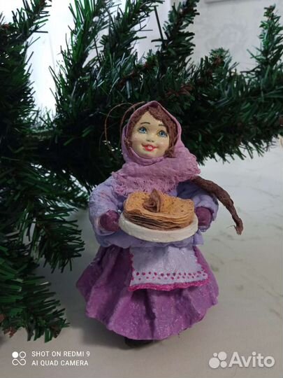 Игрушка из ваты на ёлку ручной работы