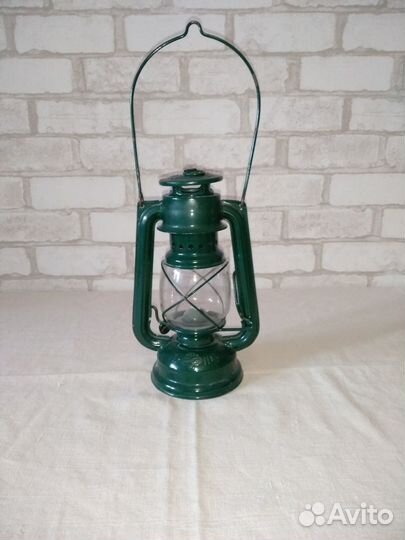Керосиновая зеленая лампа с фителем Румыния