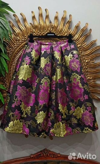 Юбка колокол 46-48 парчевый жаккард франция