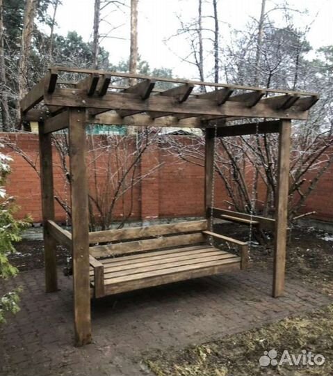 Качеля деревянная кровать качеля садовая