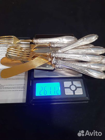 Столовое серебро 800 пр.с позолотой
