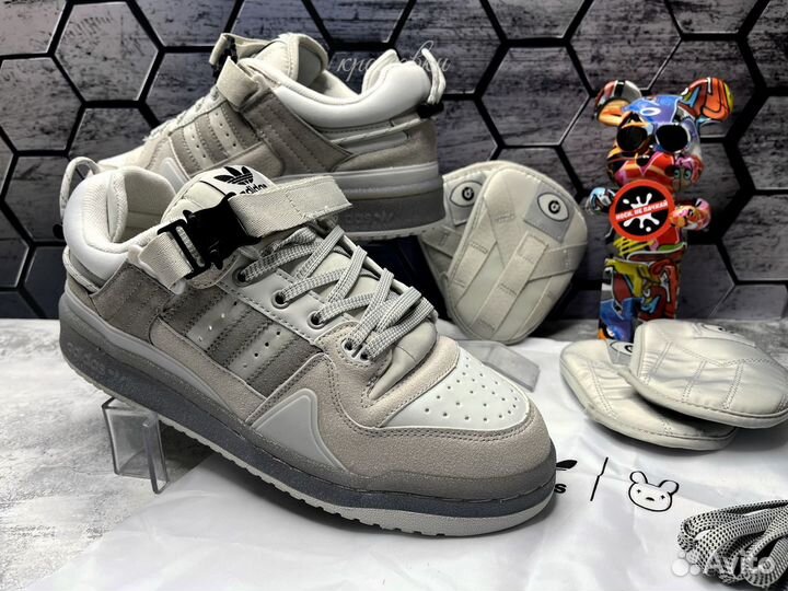 Кроссовки Adidas forum low Bad bunny серые