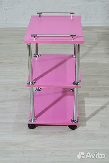 Этажерка на колесах новая розовая для мастеров