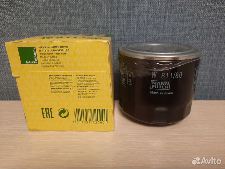 Фильтр масляный Mann W811/80
