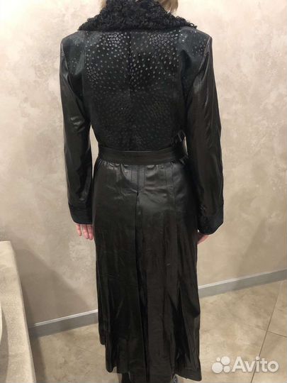 Кожаный плащ женский длинный натуральная кожа