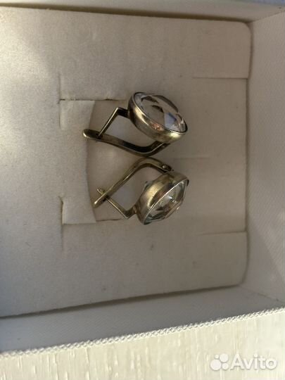Серьги серебро875 горный хрусталь СССР