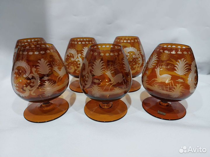 Антикварные коньячные бокалы Эгерманн, Охота