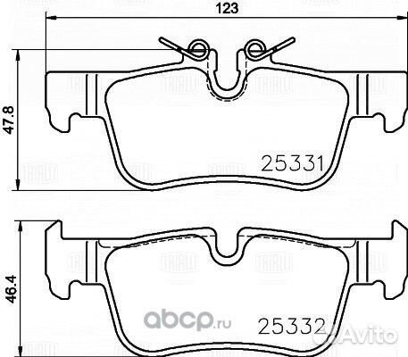 Колодки тормозные дисковые для ам BMW X1 (F48) (15) 2 (F45) (14) зад (в компл с датчиком) зад