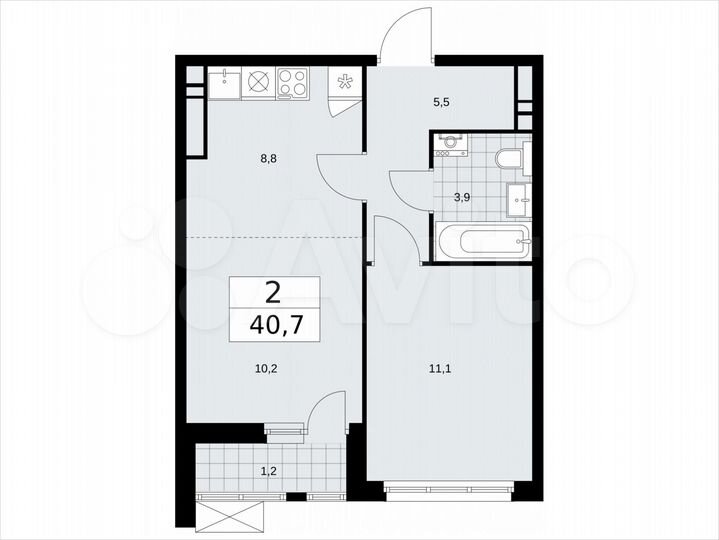 2-к. квартира, 40,7 м², 18/18 эт.