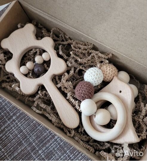 Набор Деревянная погремушка + грызунок