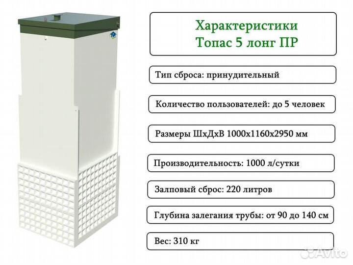 Септик Топас 5 Long пр принудительный с доставкой