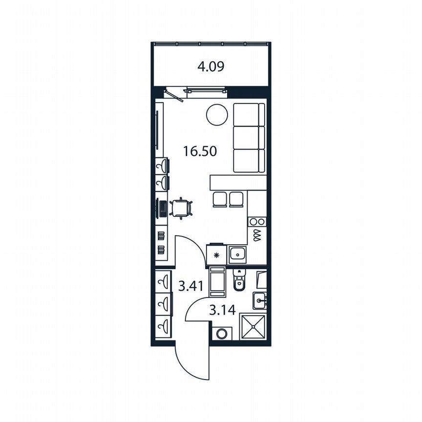 Квартира-студия, 24,3 м², 7/12 эт.