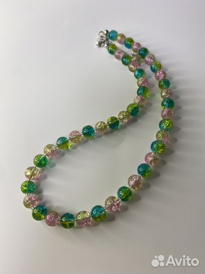 Разноцветные бусы кракле стекло 44 см