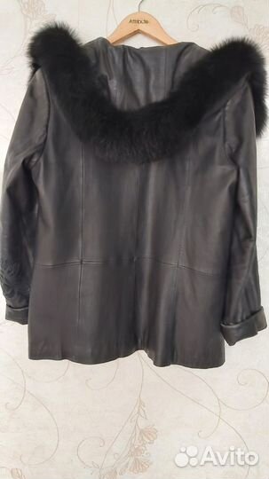 Куртка кожаная женская 50- 52 с мехом