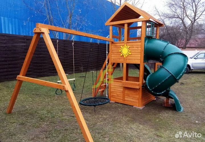 Игровая площадка для дачи Клубный домик с трубой