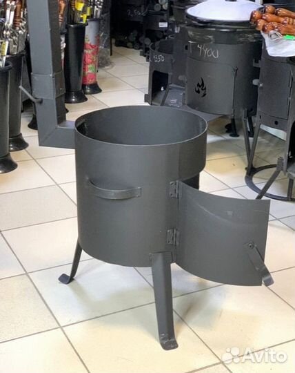 Казан чугунный 16 литров+печь+крышка+половник