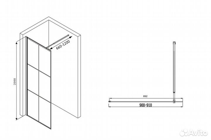 Душевая перегородка abber Immer Offen AG62090B