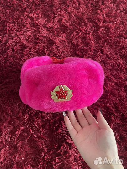 Шапка ушанка розовая