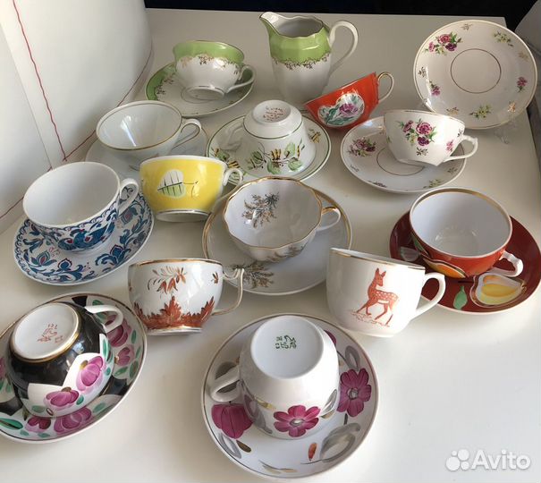 Сервиз СССР чайный чашки пары чайник редкие
