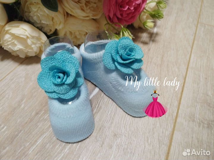 Комплект пинетки и повязка новые