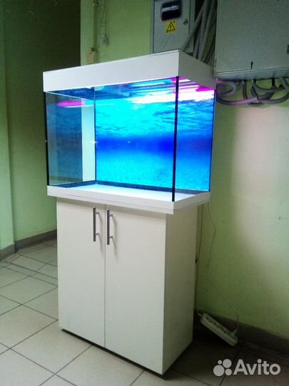 Аквариум130, белый, свет,биофильтр, фон, подставка