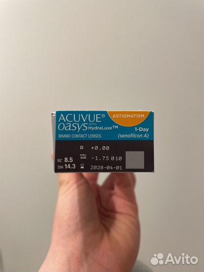 Линзы Acuvue Oasys Astigmatism +0.00 / -1.75 / 10