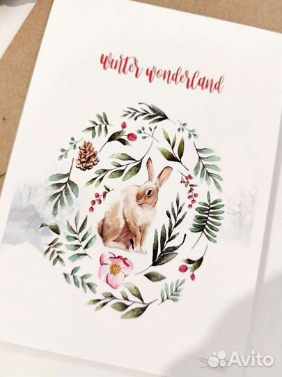 Акварельные открытки Новый год авторские