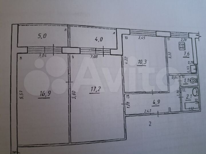 3-к. квартира, 64,6 м², 1/9 эт.