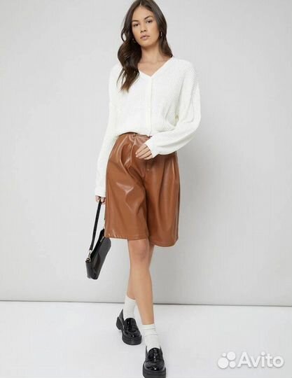 Шорты женские кожаные бермуды XS-S