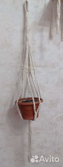 Кашпо для цветов плетеное. Макраме