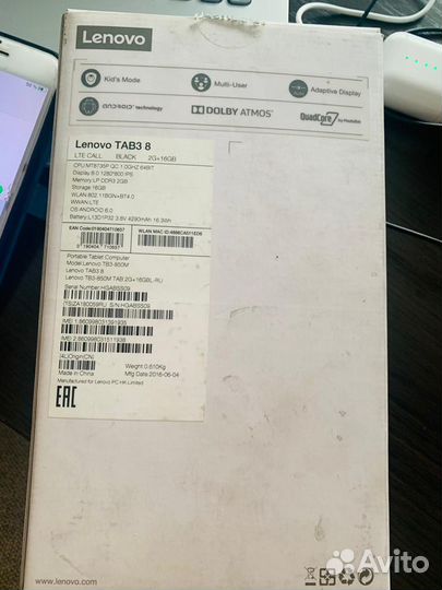 Планшет lenovo tab 3 8