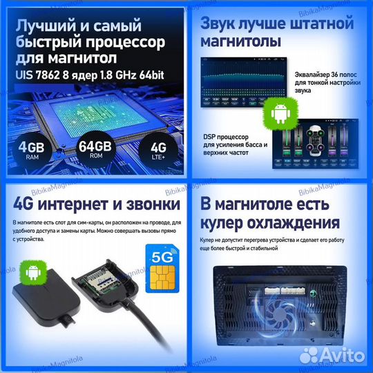 Магнитола universal 9 дюймов 4/64GB