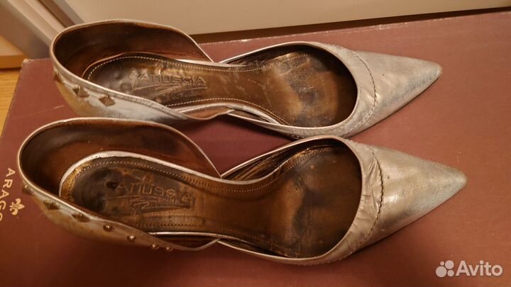 Туфли серебро, 37, нат кожа, Италия