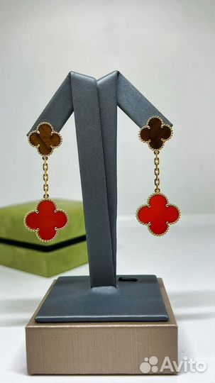 Серьги Van Cleef сердолик