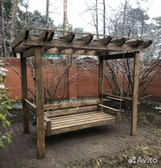 Качеля деревянная кровать качеля садовая