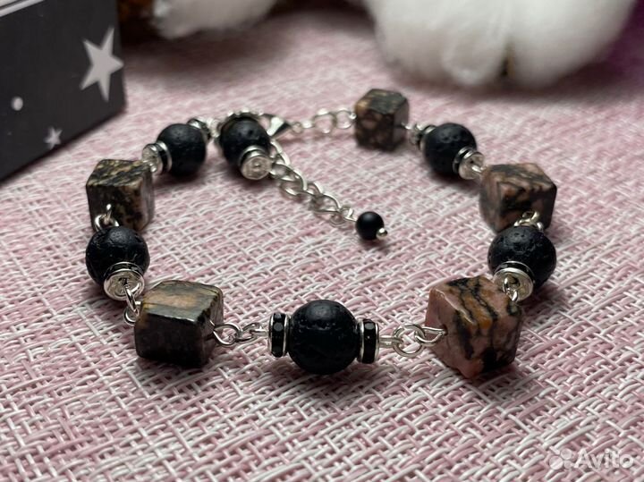 Браслет из родонита ручная работа
