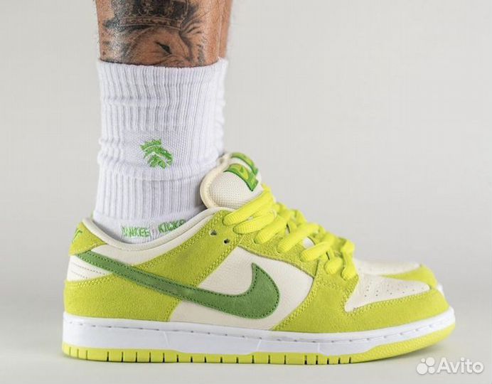 Кроссовки nike dunk low green apple