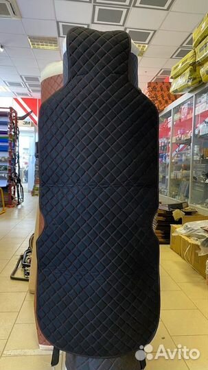 Накидка на сидения алькантара с красной строчкой