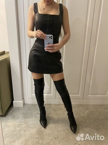 Кожаное платье bershka