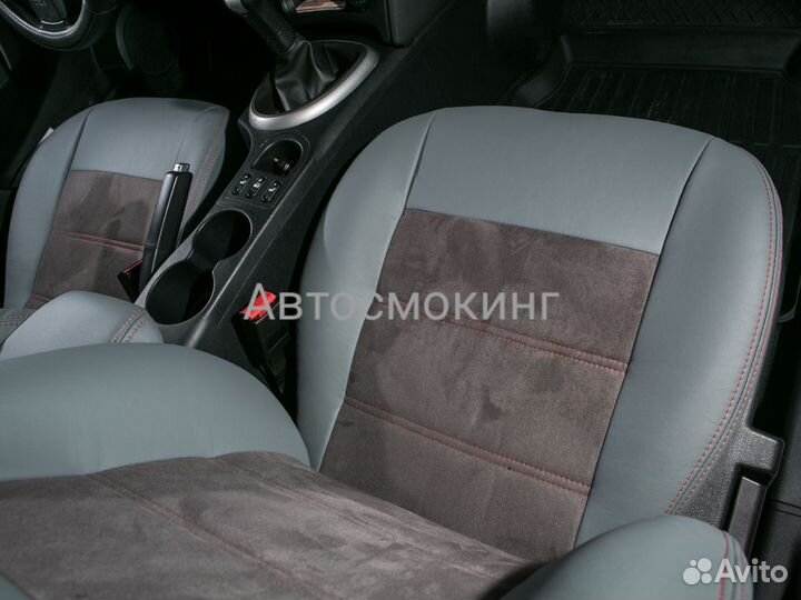 Авточехлы на Nissan Qashqai готовые, экокожа+велюр