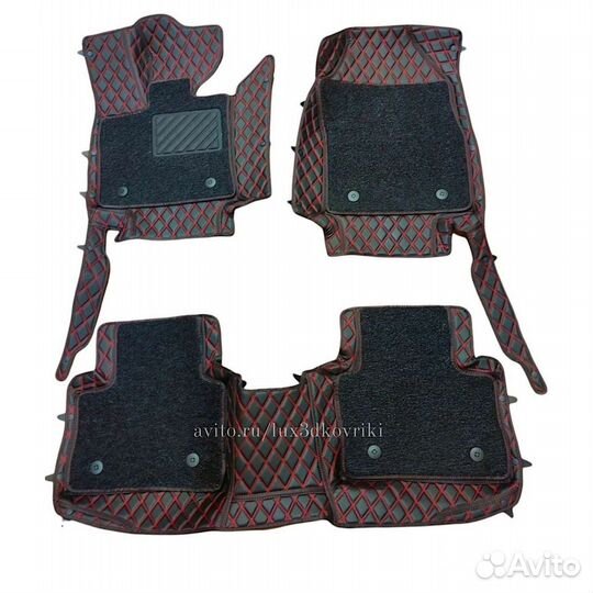 Коврики премиум Mazda CX-5 (2) +ворсовые.Чёрн/крас