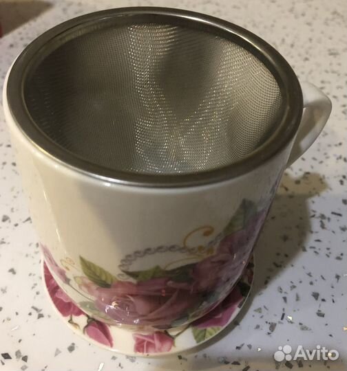 Кружка заварочная с ситечком и крышкой новая