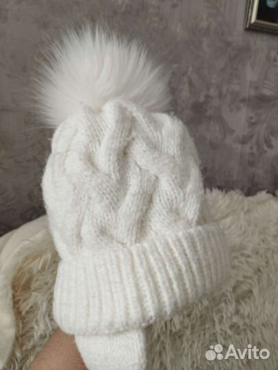 Шапка зимняя р.52 очень теплая, внутри флис